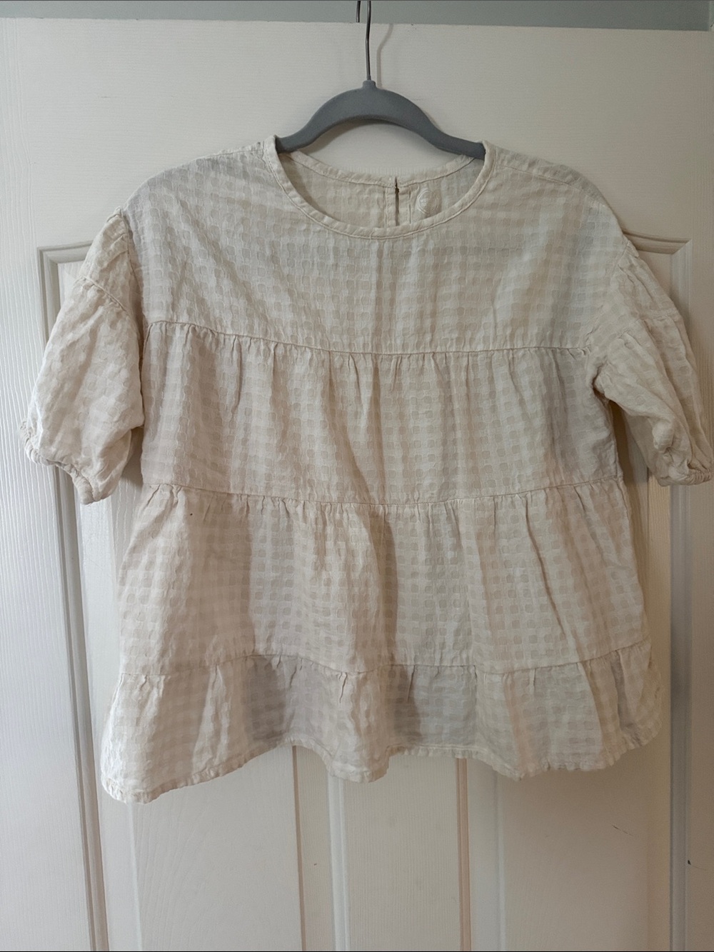 wonder nation Cream Tiered Puff-Sleeve Blouse